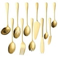 Gold Serving Utensils,Silverware Set For 11 Flatware Set,Serving Spoons