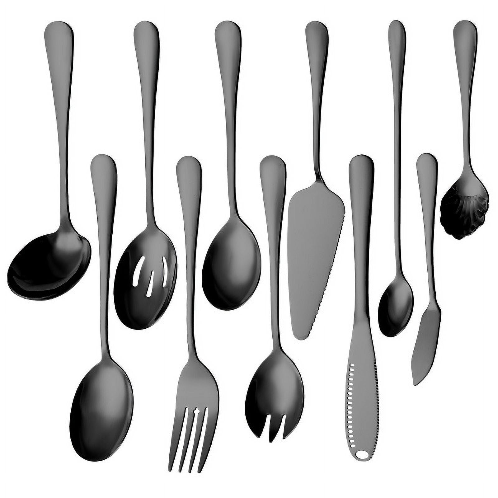 Gold Serving Utensils,Silverware Set For 11 Flatware Set,Serving Spoons, Kitchen Utensils for