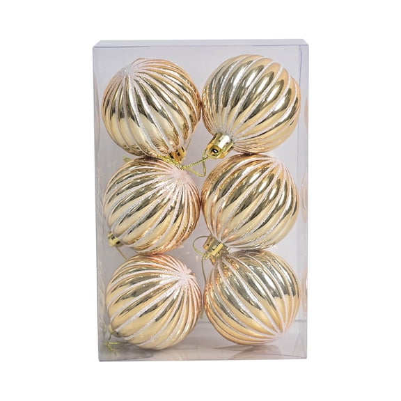Gold Set Of 6 Pumpkin Design Glitter Christmas Ornaments 6 Cm For Tree Decoration Plastic Construction For Festive Display And Seasonal Fun