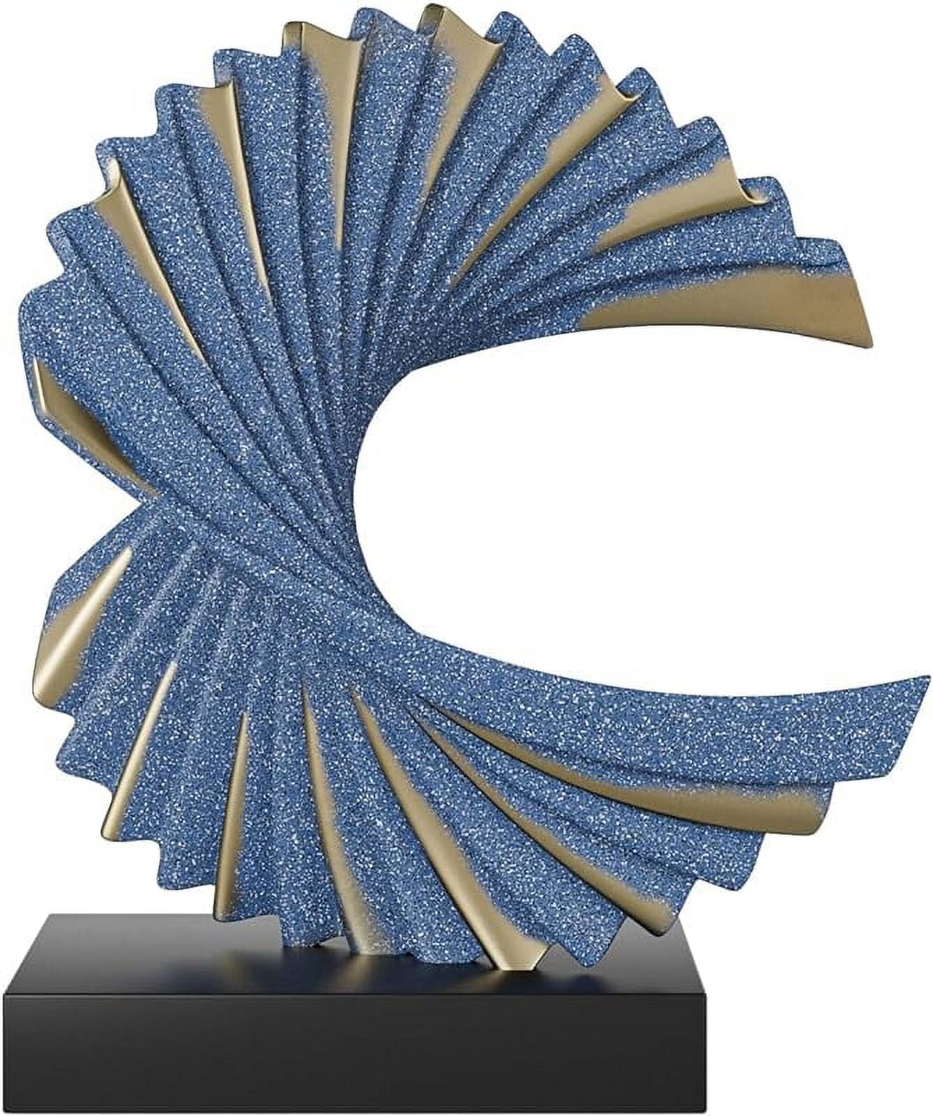 Blue and Gold Resin Ocean Wave Tabletop Sculpture