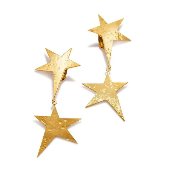 Gold Shooting Star Dangle Post Earrings