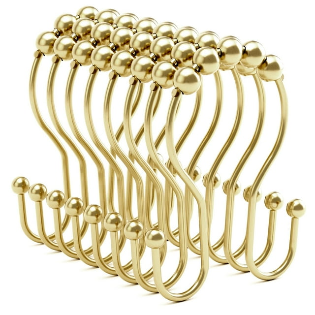 Gold Shower Curtain Hooks, AmazerBath Metal Shower Curtain Hooks Shower