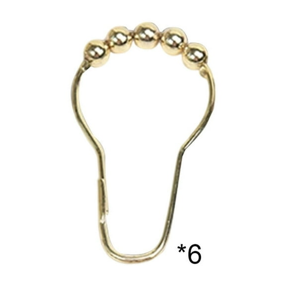Gold Shower Curtain Hooks Rings 6Pc Iron Rust Proof Clip On Easy Installation For Bathroom Shower Curtain Window Curtain Hanging Lightweight Items