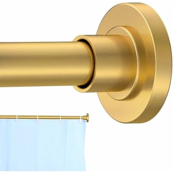 Gold Shower Curtain Rod 31 to 92 Inch,1 Inch Diameter Adjustable Spring Tension Stainless Steel Telescoping Rod,Easy Install,No Rust