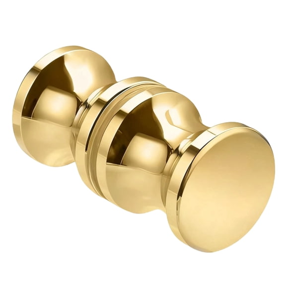 Gold Shower Door Knob, Titanium-Plated Double-Sided Pull Handle, Umbrella-Shaped Design, Fits 0.24-0.7" Doors, Rust-Resistant, Compact 2.4x1.2" for Bathroom, Kitchen Sliding Doors & Showcase