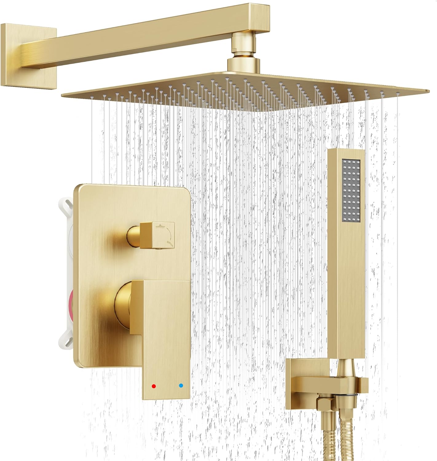 Gold Shower System, Shower Faucet Set With 10Inch Rain Shower Head And