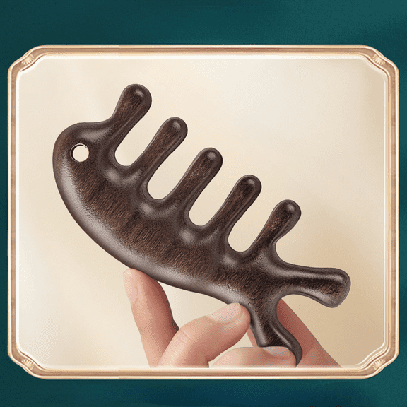 Gold Silk Sandalwood Meridian Massage Comb - Portable Multifunctional Anti-Static Wooden Comb for Hair Care, Scalp Massage, Home Use, Travel, Unisex (1 Count)