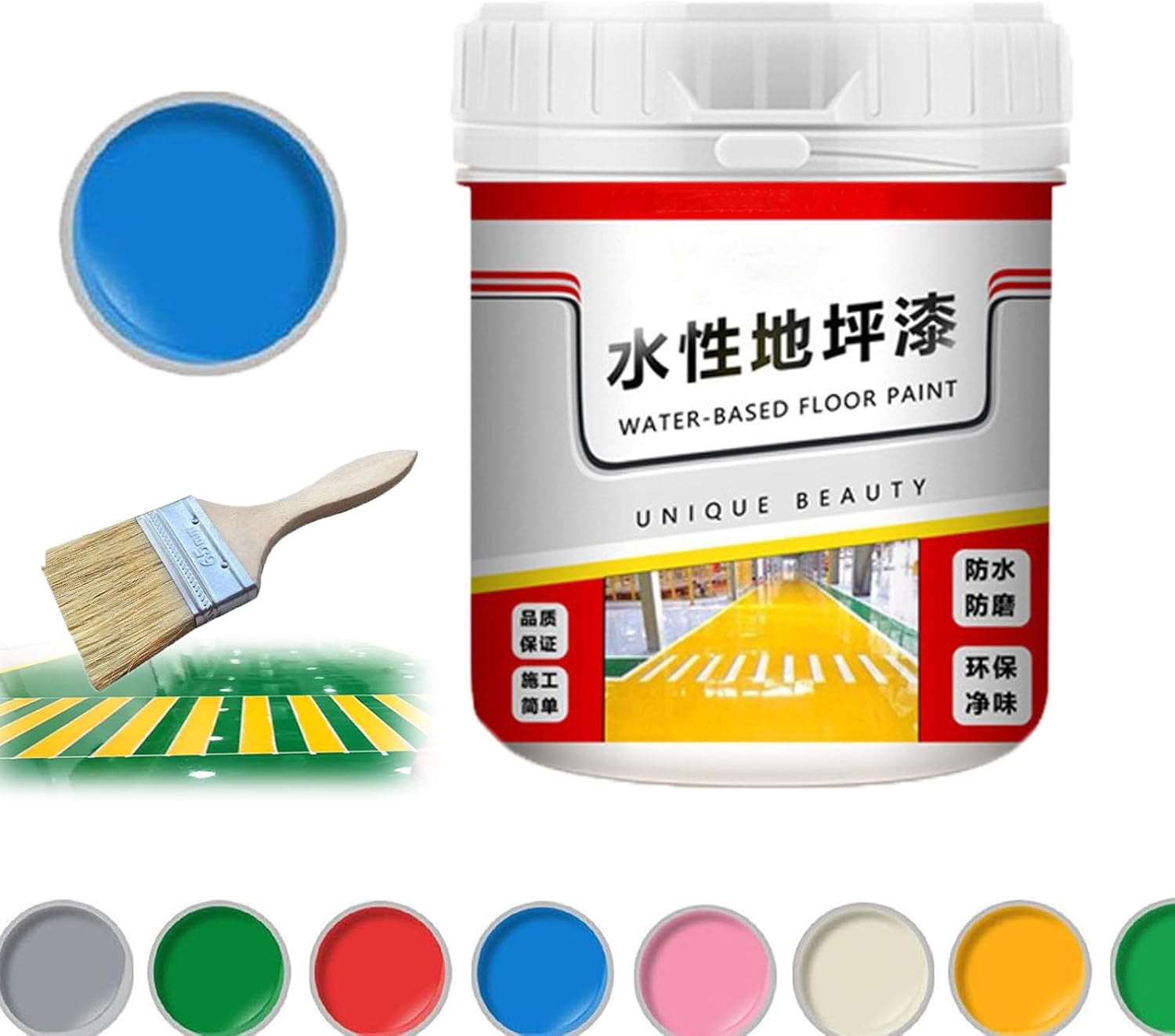 Gold Silk Waterproof Epoxy Floor Paint, 35.27 Oz Quick-Dry Anti-Slip Water-Based Floor Paint, Gold Silk Epoxy Floor Paint, Anti-Slip Concrete Floor Paint for Interior & Exterior