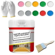 Gold Silk Waterproof Epoxy Floor Paint, Golden Silk Water-Based Epoxy Floor Paint, Quick-Dry Anti-Slip Water-Based Floor Paint, Anti-Slip Concrete Floor Paint for Interior & Exterior