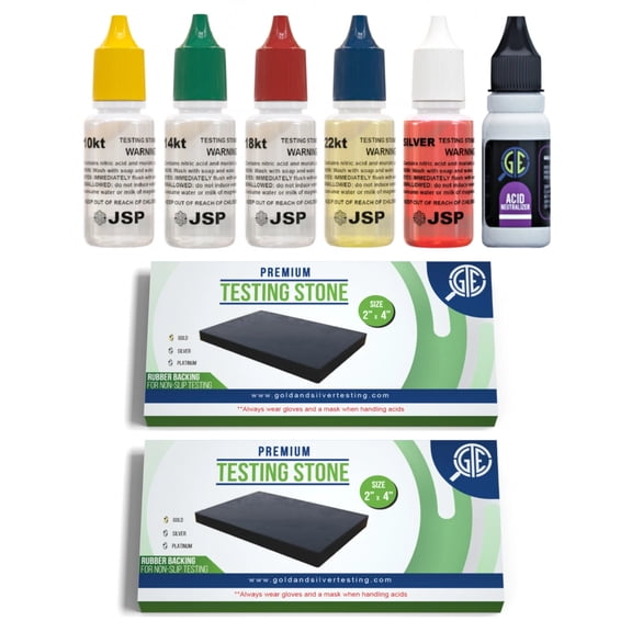 Gold Silver 10K 18K 22K Jewelry Tester Kit JSP Neutralizer Acid Metals
