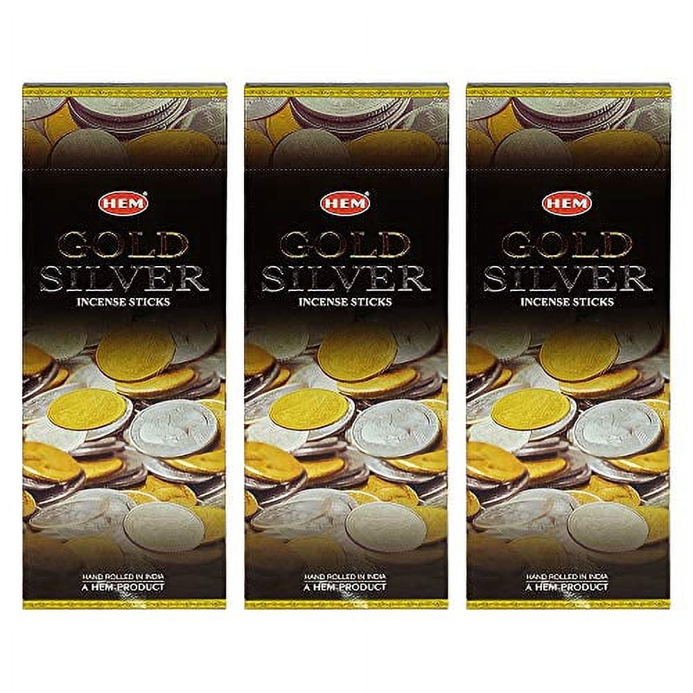 Gold Silver - 3 Box of Six 20 Gram Tubes -Total 360 sticks HEM Incense