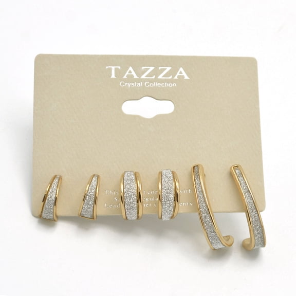 Gold/Silver 3 Pair Laster Alloy Hoop Earrings Set This set of hoop earrings is both chic and stylish, yet amazingly lightweight. And with three pairs of earrings.