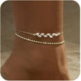 thumbnail image 1 of Gold/Silver Ankle Bracelets for Women,14K Gold Anklets for Women Waterproof Pearl Heart Beads Evil Eye Rhinestone Anklets Set Layered Anklet Bracelets for Women Gold Jewelry, 1 of 12