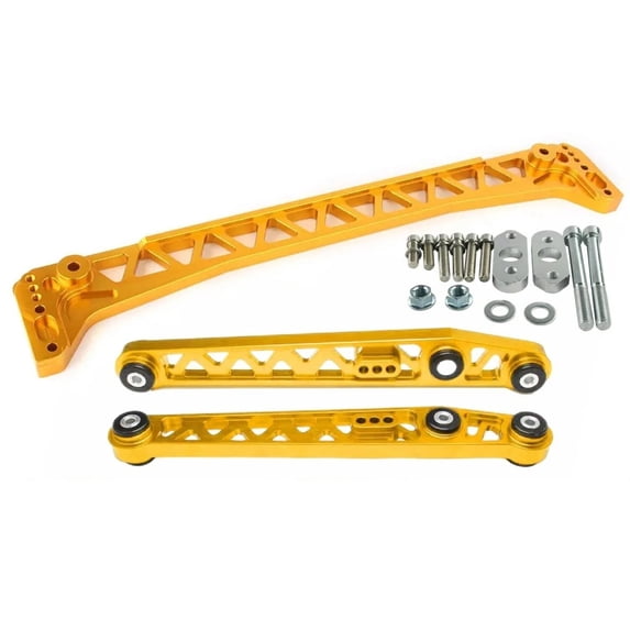 Kit Brazos De Control Inferiores Traseros + Soporte Subchasis Para Honda Civic EK 1996-2000 - Plateado