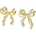 thumbnail image 1 of Gold Silver Bow Earrings Women Ribbon Stud Earrings Gift, 1 of 5