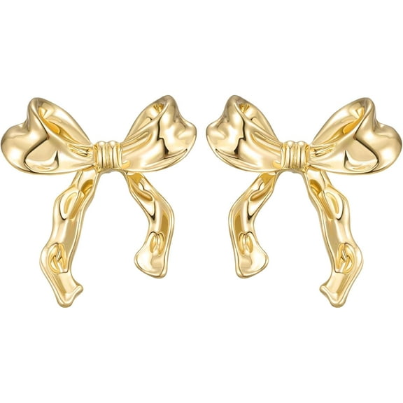 Gold/Silver Bow Earrings for Women, 925 Sterling Silver Post Ribbon Knot Stud Earrings Drops, Daily Jewelry Accessory Valentines Day Gifts