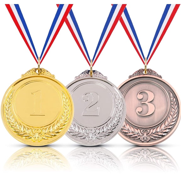 Gold Silver Bronze Award Medals with Ribbon Winner Awards Olympic Style for Kids School Sports Meeting Sports Events or Celebration Souvenir