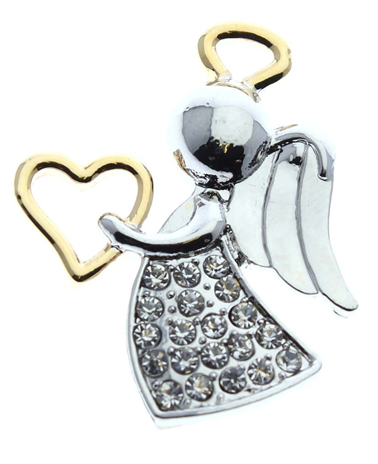 Gold \u0026 Silver Guardian Angel Pin - Love Angel Brooch Pin
