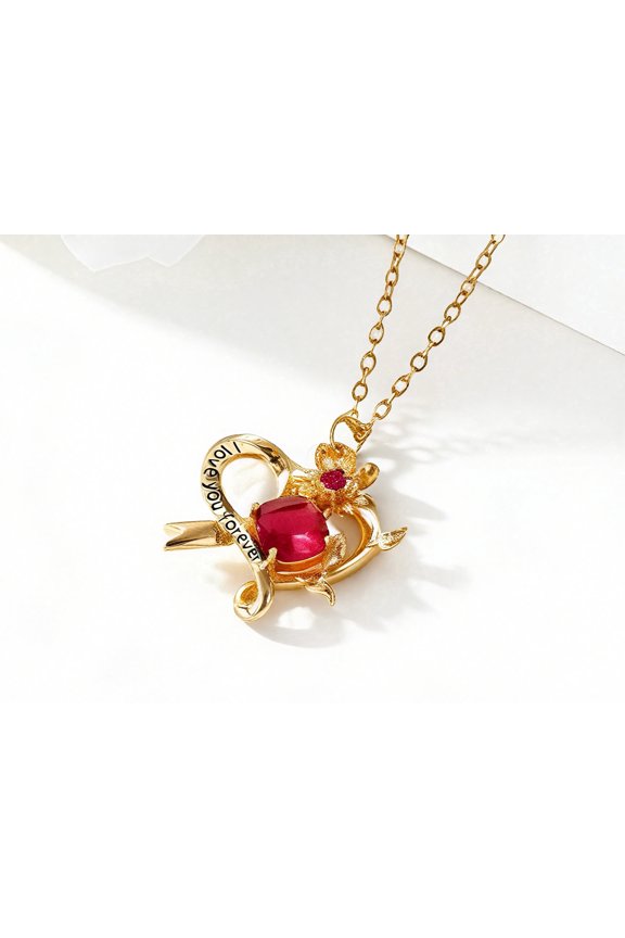 Gold & Silver Heart Peanut Birthstone Necklace I Love You Forever Pendant Jewelry for Women