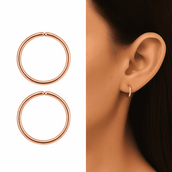 Gold Hoop Earrings 10mm 22 Gauge 1 Pair 14K Rose Gold Filled Cartilage Nose Septum Helix Tragus Ear Piercing Jewelry Women