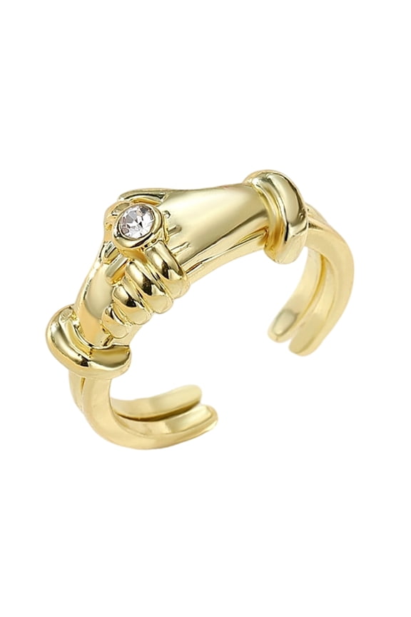 Gold Silver Interlockings Hug Rings Flexible Sizing Comfort Fit Alloy Fashion Accessory For Gifts And Dating