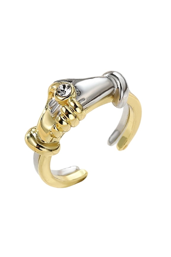 Gold Silver Interlockings Hug Rings Flexible Sizing Comfort Fit Alloy Fashion Accessory For Gifts And Dating