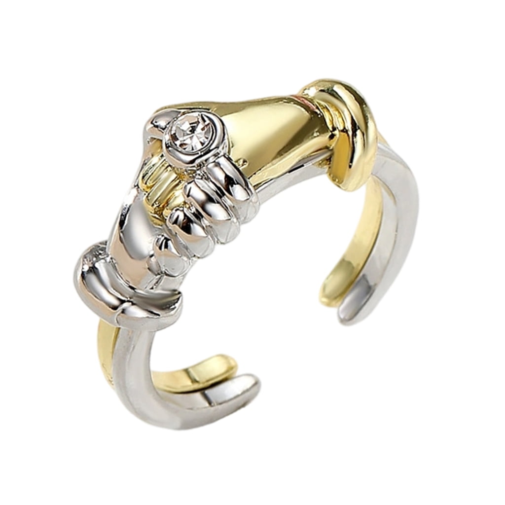 Gold Silver Interlockings Hug Rings Flexible Sizing Comfort Fit Alloy ...