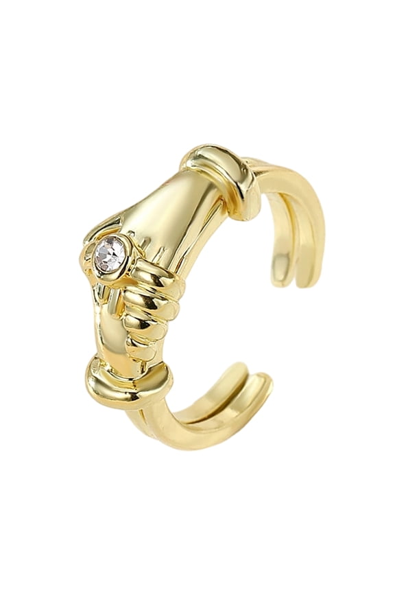 Gold Silver Interlockings Hug Rings Flexible Sizing Comfort Fit Alloy Fashion Accessory For Gifts And Dating