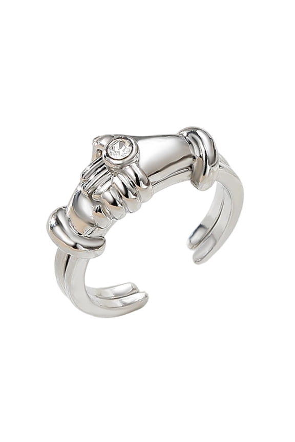 Gold Silver Interlockings Hug Rings Flexible Sizing Comfort Fit Alloy Fashion Accessory For Gifts And Dating