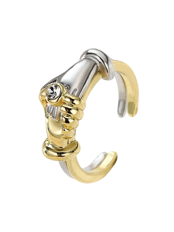 Gold Silver Interlockings Hug Rings Flexible Sizing Comfort Fit Alloy Fashion Accessory For Gifts And Dating