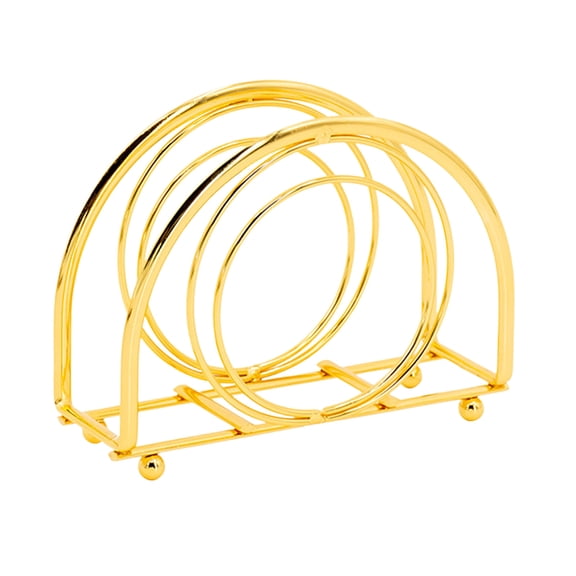 Gold and Silver Iron Tissue Box Holder with Decorative Cutout, Half-Round Vintage Napkin and Tissue Cover for Kitchen Dining Room Coffee Table and Bathroom