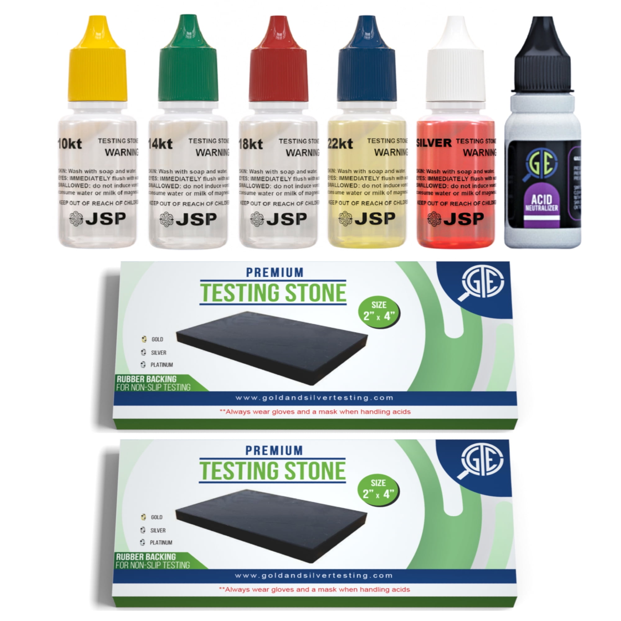 JSP Silver Jewelry Acid Test Apprail Kit Detect 999 925 Sterling Solution  with Scratch Stone Precious Metals