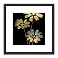thumbnail image 1 of Gold Silver Leaf Style Flowers Floral Metallic Effect Foil Style Black Painting Square Wooden Framed Wall Art Print Picture 8X8 Inch, 1 of 4