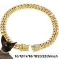 thumbnail image 1 of Gold Silver Luxury Pet Cuban Dog Diamond Collar, Metal Chain Collar with Design Secure Buckle, 1 of 11