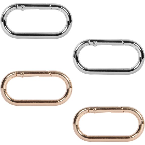 Gold and Silver Metal Spring O Ring Keychain Clips, Carabiner Clips for Purses, Keys, Bags, Handbags, Crafts, 1.97x0.98 Inch, 2 Pcs Silver and 2 pcs Gold Color