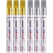 Overseas Paint Marker Pens, 6 Pack with Permanent Oil Based Metallic Paint Pens, Medium Tip, Assorted Colors