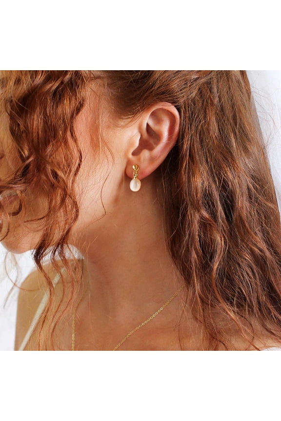 Gold Silver Pearl Dangle Earrings | Prom Bridal Wedding White Pearl Op Earrings | Fake Dangle Pearl Earrings For Women Elegant Jewelry[Z3072]