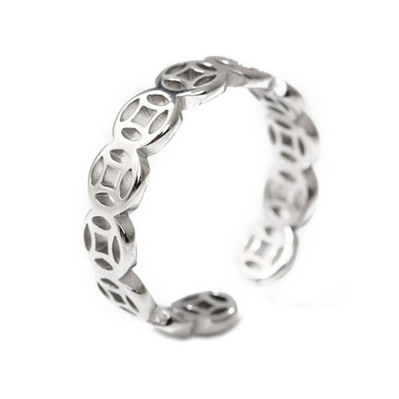 Gold Silver Plated Coin Ring Vintage Hollow Money Catcher Ring for Women Men Stainless Steel Finger Rings Jewelry Gift