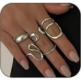 thumbnail image 1 of Gold/Silver Rings Set for Women chunky tacking Knuckle Rings Statement Stacking Womens Ring Pack, 1 of 2