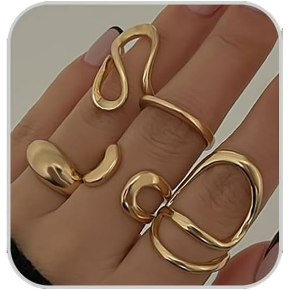 Gold/Silver Rings Set for Women chunky tacking Knuckle Rings Statement Stacking Womens Ring Pack