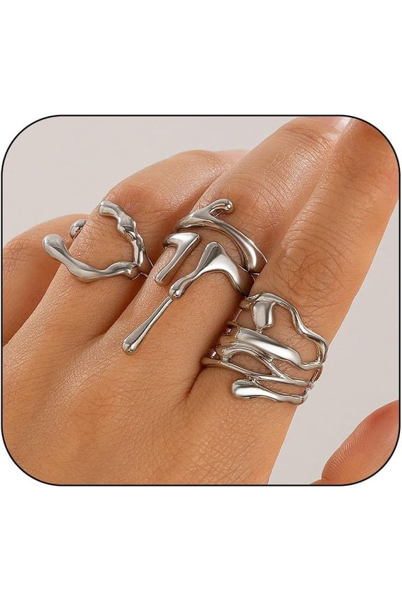 Gold/Silver Rings Set for Women chunky tacking Knuckle Rings Statement Stacking Womens Ring Pack