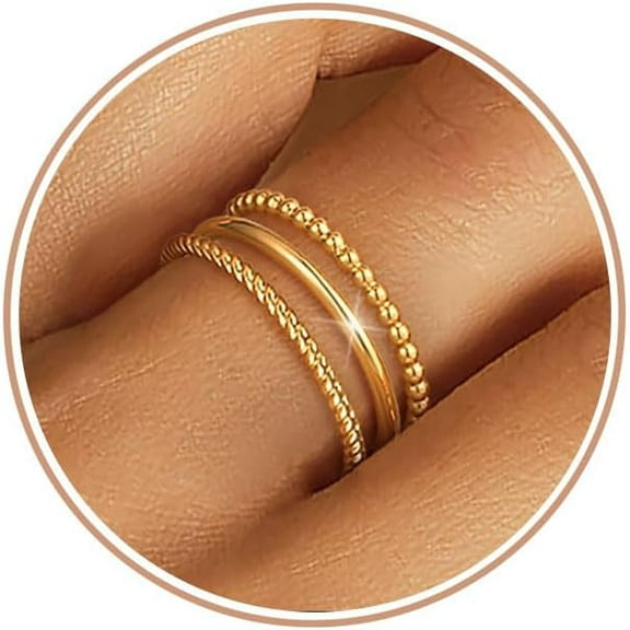 Gold Silver Rings for Women Non Tarnish Stackable 1.3mm Thin Gold Ring 14K Gold Plated Dainty Ring Set Trendy Thumb Pinky Ring Wedding Bands Promise Engagement Gold Jewelry Gifts Size 6-11
