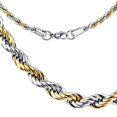 thumbnail image 1 of Gold Silver Rope Chain Necklace Two Tone Stainless Steel 5mm 20-30 Inch Mens Womens Fantasy Forge Jewelry, 1 of 1