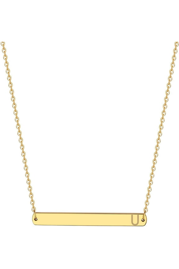Gold Silver Rose Gold Horizontal Bar Necklace Stainless Steel 18K Gold Plated Bar Necklace Ladies Adjustable Chain[o773]