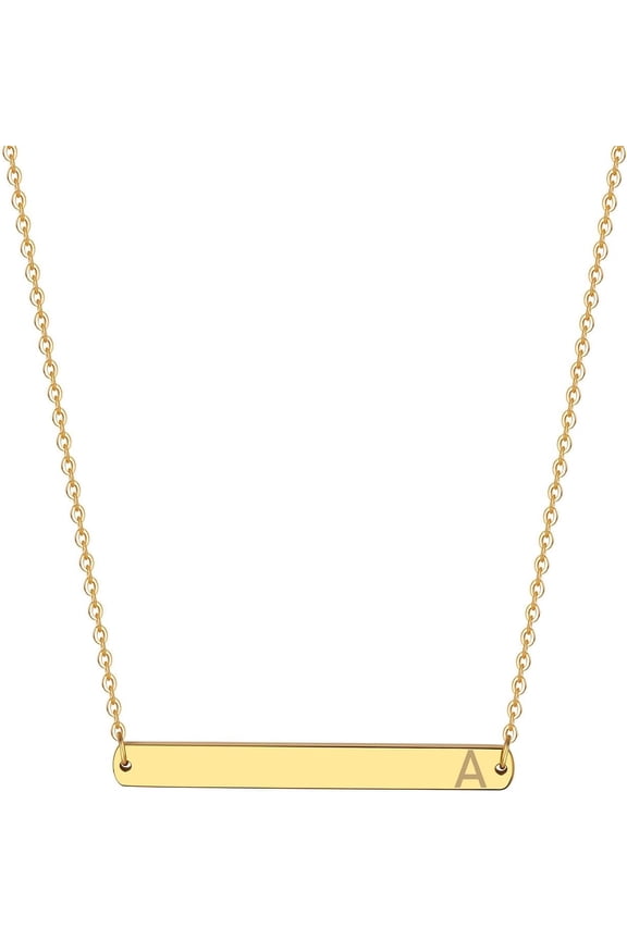 Gold Silver Rose Gold Horizontal Bar Necklace Stainless Steel 18K Gold Plated Bar Necklace Ladies Adjustable Chain[o785]