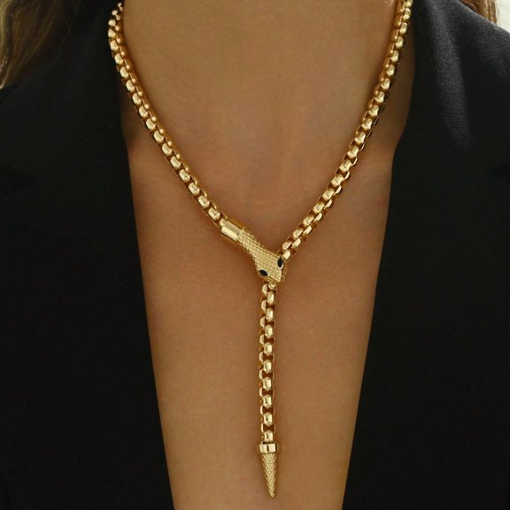 Gold / Silver Snake Necklace, Y-Shaped Design Sweater Chain/Choker, Exaggerated Personal Style, Vintage Decor, Halloween, New Year Accessory