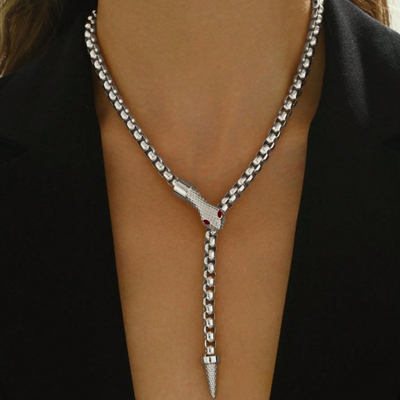 Gold / Silver Snake Necklace, Y-Shaped Design Sweater Chain/Choker, Exaggerated Personal Style, Vintage Decor, Halloween, New Year Accessory
