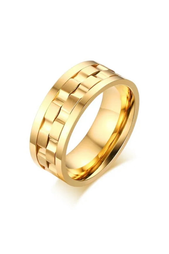 Gold/Silver Spinner Band Stainless Steel Men's Women's Engagement Ring Size 6-12