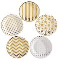 thumbnail image 1 of Gold & Silver Star-Patterned Paper Plates — 7-Inch, Pack of 50 — "Twinkle, Twinkle Little Star" Themed Disposable Plates, Ideal for Weddings, Birthdays, Bridal Showers, Thanksgiving, Easter, Christma, 1 of 6