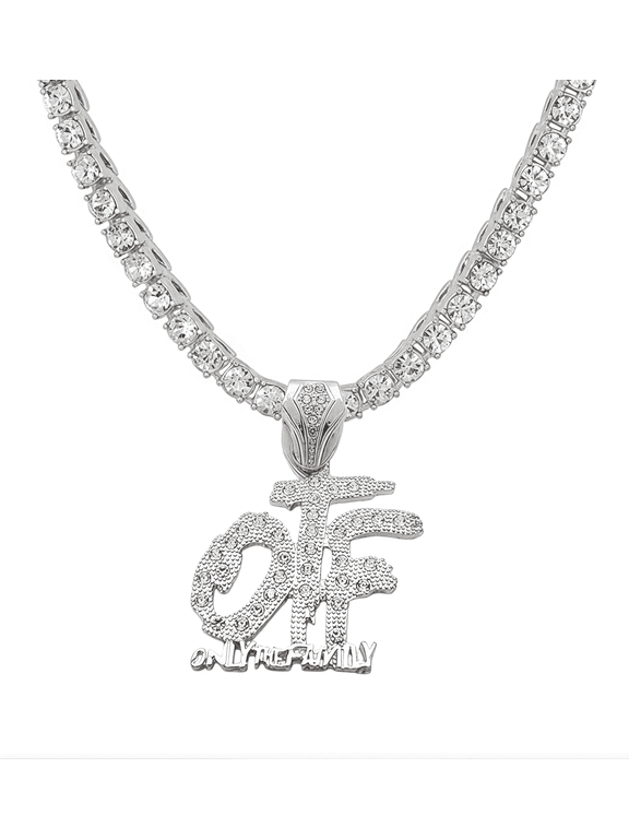 Gold Silver Tennis Chain hip-hop OTF Necklace for Men Women, Rhinestone Tennis Necklaces for Women and Teens,Tennis and Cuban Link Chains23.36 Inches (silvery)